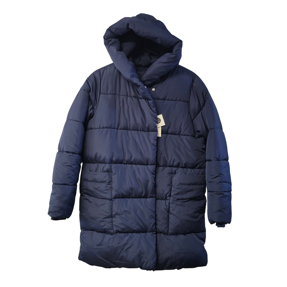 George Girls Navy Blue Hooded Puffer Jacket XL 14 16 Quilted Winter‎ Coat NEW